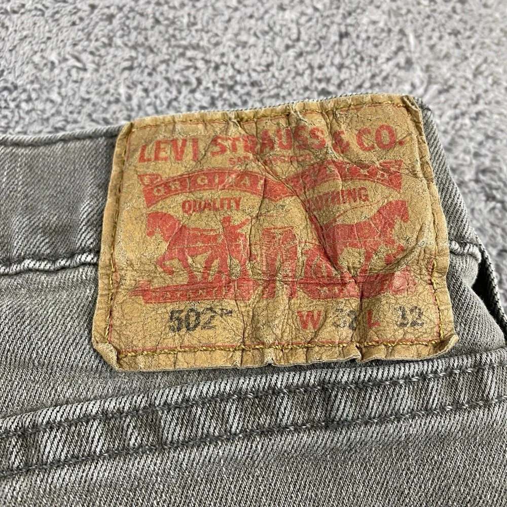 Levis 502 Taper Fit Jeans‎ Mens 32x29 Gray Mid Rise